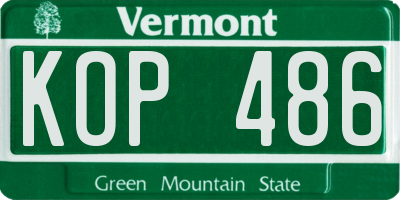 VT license plate KOP486