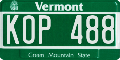 VT license plate KOP488