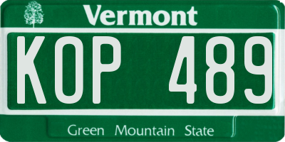 VT license plate KOP489
