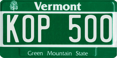VT license plate KOP500