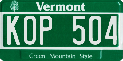 VT license plate KOP504