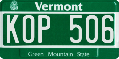 VT license plate KOP506