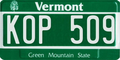 VT license plate KOP509