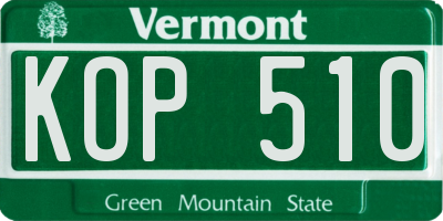 VT license plate KOP510