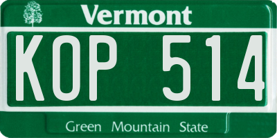 VT license plate KOP514