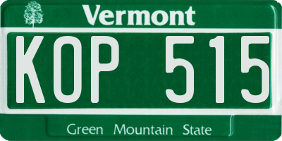 VT license plate KOP515