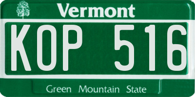 VT license plate KOP516
