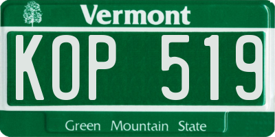 VT license plate KOP519