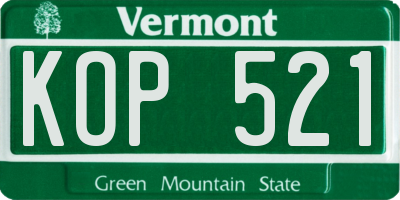 VT license plate KOP521