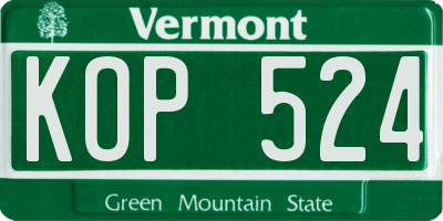 VT license plate KOP524