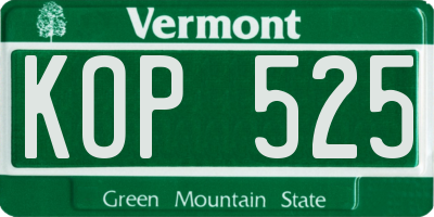 VT license plate KOP525