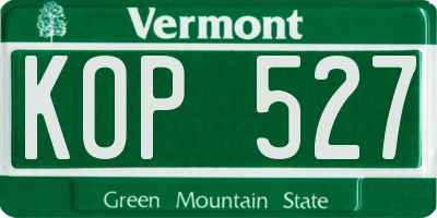 VT license plate KOP527
