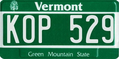 VT license plate KOP529
