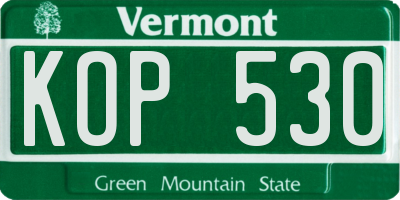 VT license plate KOP530