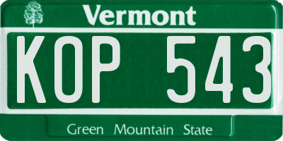 VT license plate KOP543