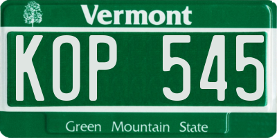 VT license plate KOP545
