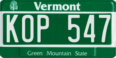 VT license plate KOP547