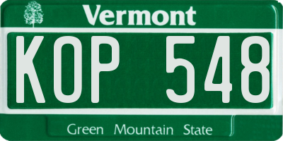 VT license plate KOP548