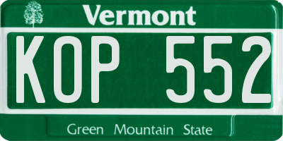 VT license plate KOP552