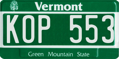 VT license plate KOP553