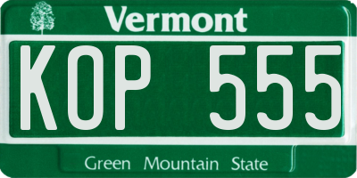 VT license plate KOP555