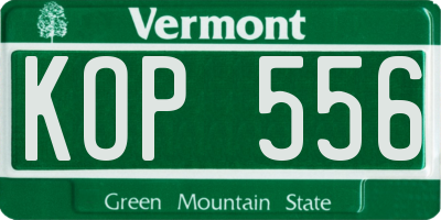 VT license plate KOP556