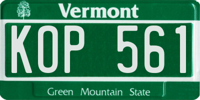 VT license plate KOP561