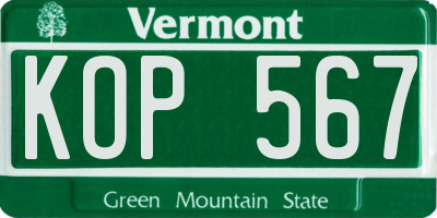VT license plate KOP567