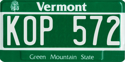 VT license plate KOP572