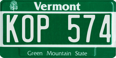 VT license plate KOP574