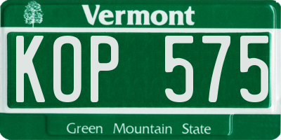 VT license plate KOP575