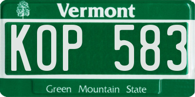 VT license plate KOP583