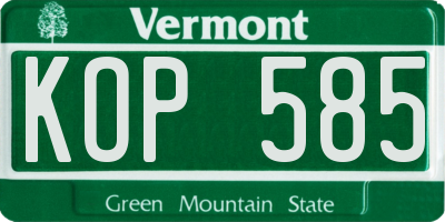 VT license plate KOP585