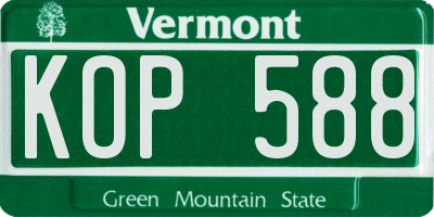 VT license plate KOP588