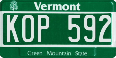 VT license plate KOP592