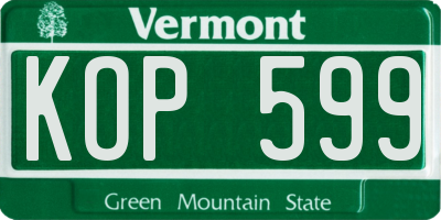 VT license plate KOP599