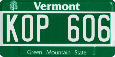 VT license plate KOP606