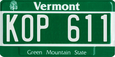VT license plate KOP611