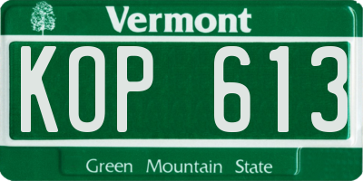 VT license plate KOP613