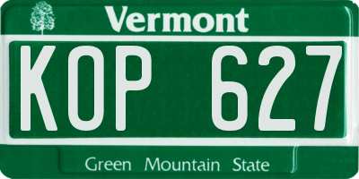VT license plate KOP627