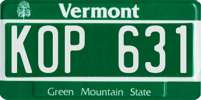 VT license plate KOP631