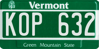 VT license plate KOP632