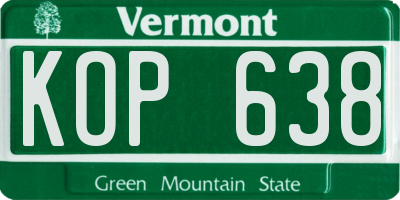 VT license plate KOP638
