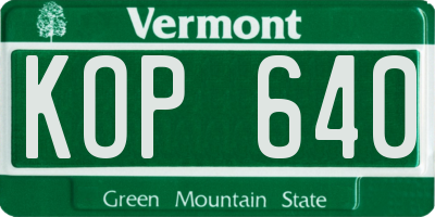 VT license plate KOP640
