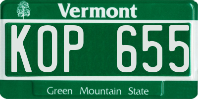 VT license plate KOP655