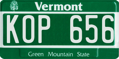 VT license plate KOP656