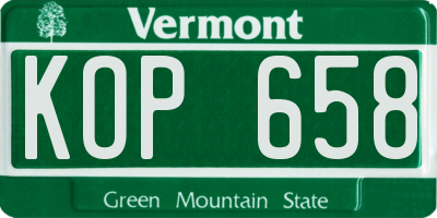 VT license plate KOP658