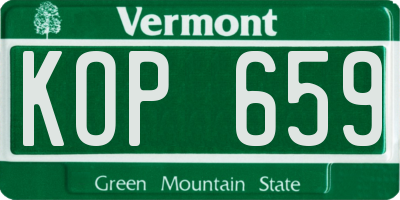 VT license plate KOP659