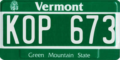 VT license plate KOP673