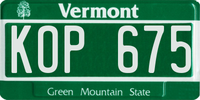 VT license plate KOP675